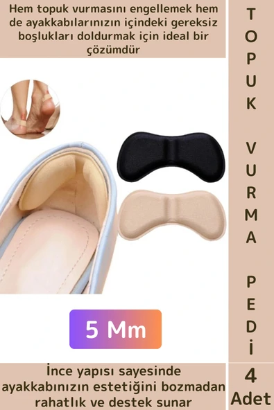 Gündelik Konforlu İnce Yumuşak Ayak Topuk Vurma Önleyici Boşluk Doldurma Daraltma Pedi 5 Mm 4 Adet ürün görseli 1