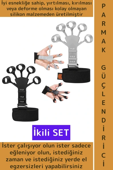 Premium Spor Kas El Bilek Kol Parmak Geliştirme Güçlendirme Esnek Silikon Direnç Lastiği 2'li SET ürün görseli 1
