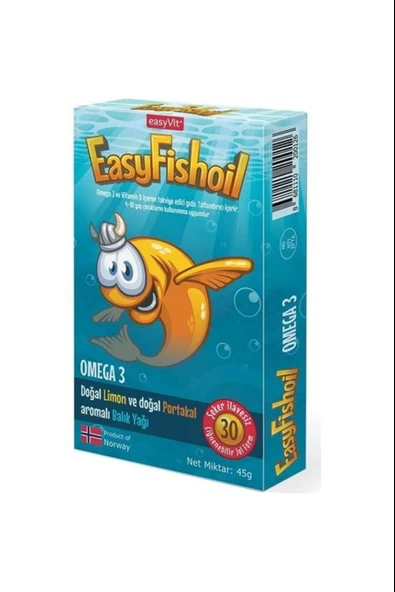 EasyFishoil Çocuk Portakal Aromalı 30 Çiğneme Tablet ürün görseli 1