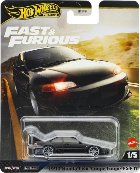 Hot Wheels Fast-Furious Premium Araba 1993 HONDA CIVIC COUPE EX EJ1 JBL90 - HNW46 ürün görseli 1