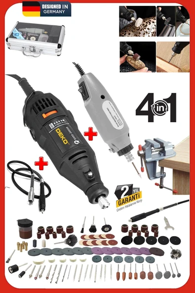 Dek Hobi Usta Seti 500W 362 Parça Gravür Taşlama Zımpara Seti – Çift Makine + Mengene + Şaft Kablosu ürün görseli 1