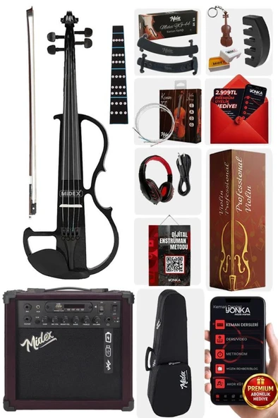 Midex RCZ-606BK-AMP Elektro Keman ve Şarjlı Anfi Seti ürün görseli 1