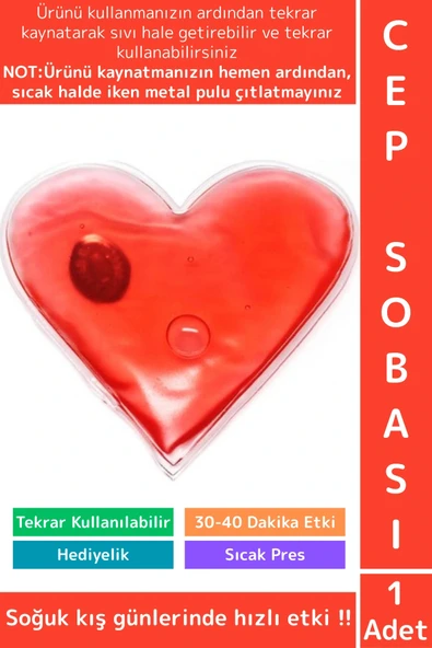 Özel Üretim Kamp Outdoor Sevgili Özel Gün Hediyelik Çok Şık Kalp Tasarımlı Sihirli Jel El Cep Sobası ürün görseli 1