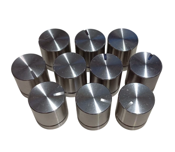 10 Adet Alüminyum Ses Kontrol Gümüş Pot Başlığı 20x22mm 6mm D Tip Mile Uygun ürün görseli 1