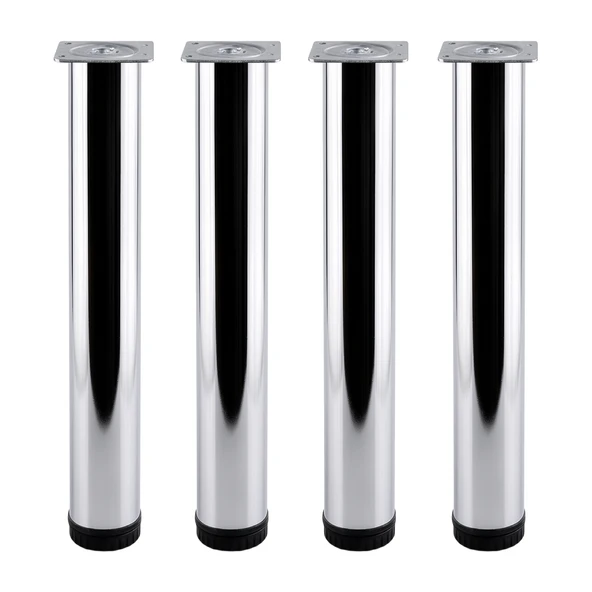 Tombul 4’lü Set Krom 71 cm Gümüş Metal Sehpa Masa Ayağı Dayanıklı Mobilya Destek Yükseltici Ayak ürün görseli 1