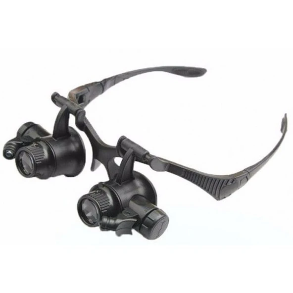 Gözlük Modeli 10X 15X 20X 25X Lens 2 Led Işıklı Büyüteç 9892G ürün görseli 1