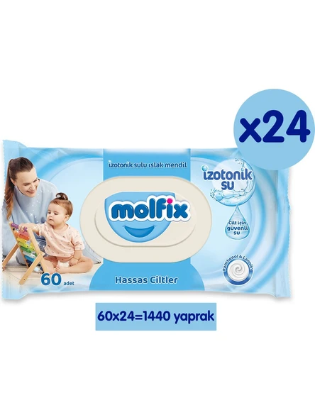 Molfix İzotonik Sulu Hassas Ciltler 60 Yaprak 24'lü Paket Islak Mendil ürün görseli 1