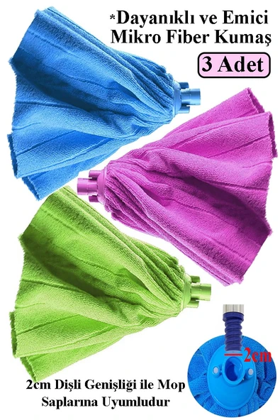 Mikrofiber Mop Paspas Yedek Ucu 3 Adet Kaliteli Mikrofiber Parke Mermer Seramik Fayans Paspas Laminant Temizlik ürün görseli 1