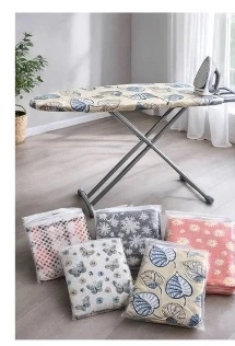 Manolya Lastikli Isıya Dayanıklı Keçe Lamineli Ütü Masası Kılıfı, Ütü Bezi (140x50) ürün görseli 1