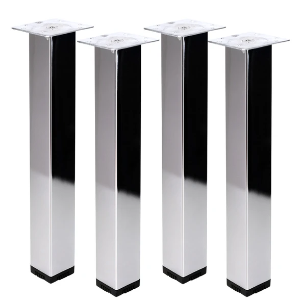 Kare Tablalı 4 ADET 41 cm Krom Gümüş Metal Sehpa Masa Ayağı Dayanıklı Mobilya Destek Ayakları Ayak ürün görseli 1