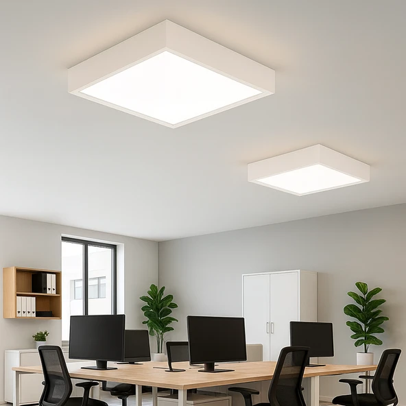 Beyaz Çerçeveli Led Panel Aydınlatma Avize 30 30 cm 6500K Beyaz ışık ürün görseli 1