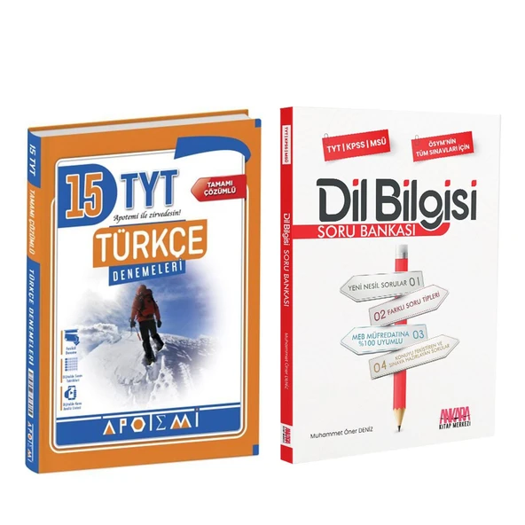 Apotemi TYT Türkçe Deneme ve AKM Dil Bilgisi Soru Bankası Seti 2 Kitap ürün görseli 1