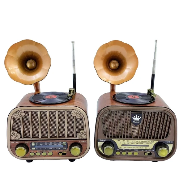 MD-1318BT/MD-1319BT kablosuz Retro bluetooth hoparlör, taşınabilir anten, FM radyo ve dış mekan kullanımı için üç bantlı oyuncu ürün görseli 1