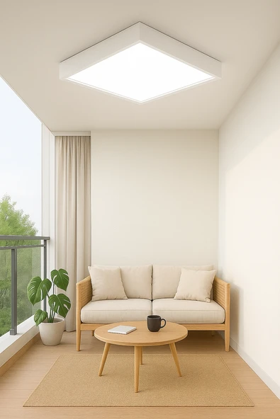 Beyaz Çerçeveli Led Panel Aydınlatma Avize 60 60 cm 6500K Beyaz ışık ürün görseli 1