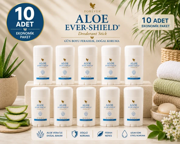 Forever Living Aloe Ever-Shield Stick Deodorant (Alüminyum Tuzu İçermez) 10 x 92,1 g ürün görseli 1