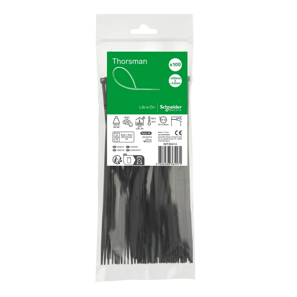 Schneider Electric IMT46414 200x3,6 Siyah Kablo Bağı Klips 100'lü Paket ürün görseli 1