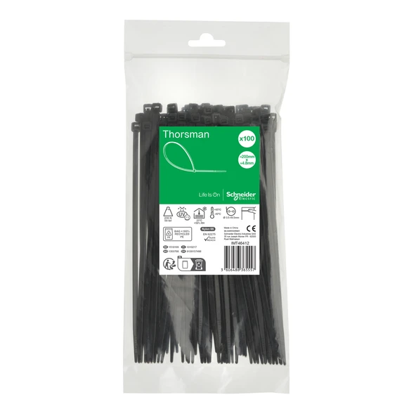Schneider Electric IMT46412 200x4,8 Siyah Kablo Bağı Klips 100'lü Paket ürün görseli 1