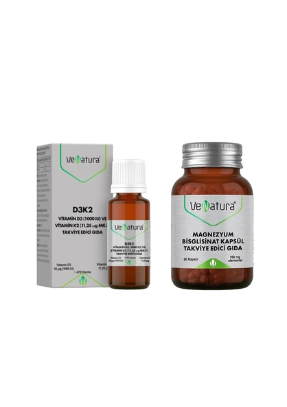 Venatura Magnezyum Bisglisinat 60 Tablet Ve Venatura D3 K2 Damla 20 ml ürün görseli 1