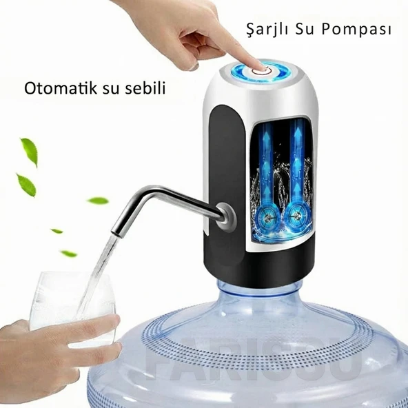 ALASKA Şarjlı Otomatik Damacana Su Pompası – USB Kablolu, Dokunmatik,  Pratik Su Sebili ürün görseli 1