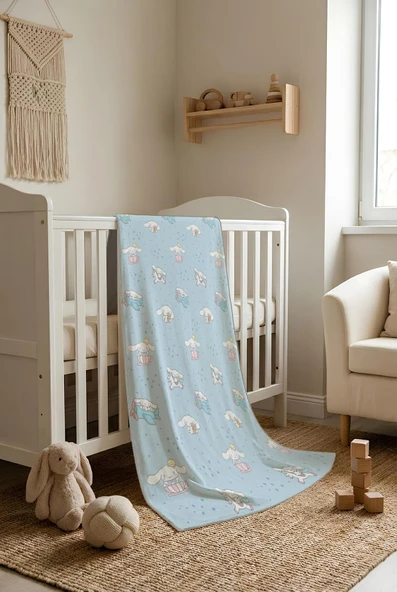 Tavşan Desenli Soft Touch Termal Bebek Battaniyesi CBT0005 RENKLİ 100 X 150 ürün görseli 1