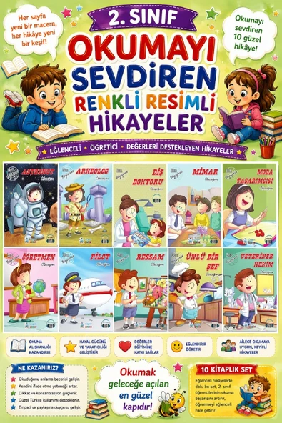 2. Sınıf Okumayı Sevdiren Renkli Resimli Hikayeler 20 - 10 Kitap ürün görseli 1