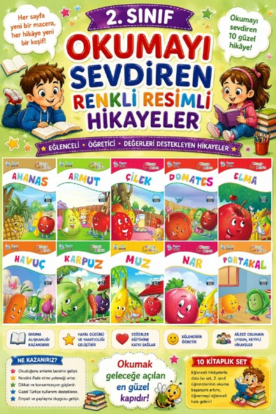 2. Sınıf Okumayı Sevdiren Renkli Resimli Hikayeler 19- 10 Kitap ürün görseli 1