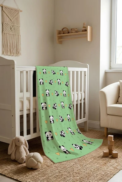Panda Desenli Soft Touch Termal Bebek Battaniyesi CBT0011 RENKLİ 100 X 150 ürün görseli 1