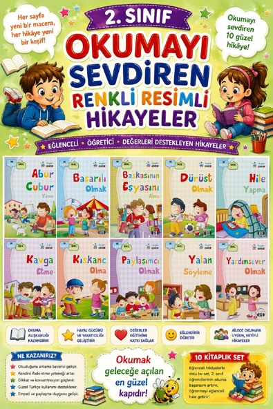2. Sınıf Okumayı Sevdiren Renkli Resimli Hikayeler 19- 10 Kitap ürün görseli 1