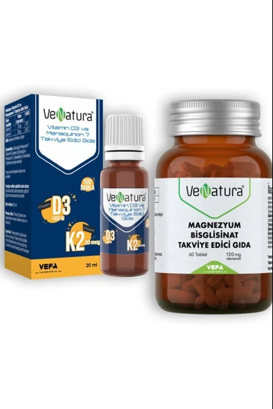 Venatura Magnezyum Bisglisinat 60 Tablet Ve Venatura D3 K2 Damla 20 ml ürün görseli 1