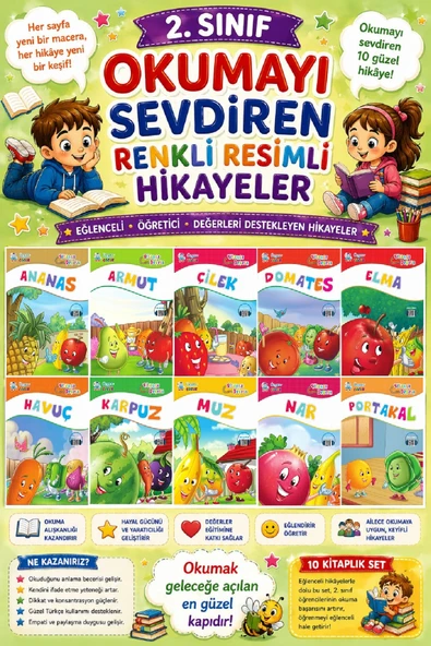2. Sınıf Okumayı Sevdiren Renkli Resimli Hikayeler 18- 10 Kitap ürün görseli 1
