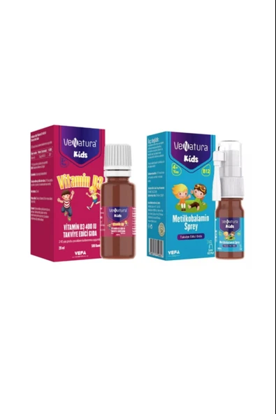 Venatura Kids B12 Metilkobalamin 5 ml + D3 Vitamini 400 Iu 20 ml Damla ürün görseli 1