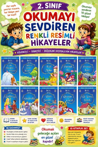 2. Sınıf Okumayı Sevdiren Renkli Resimli Hikayeler 17- 10 Kitap ürün görseli 1