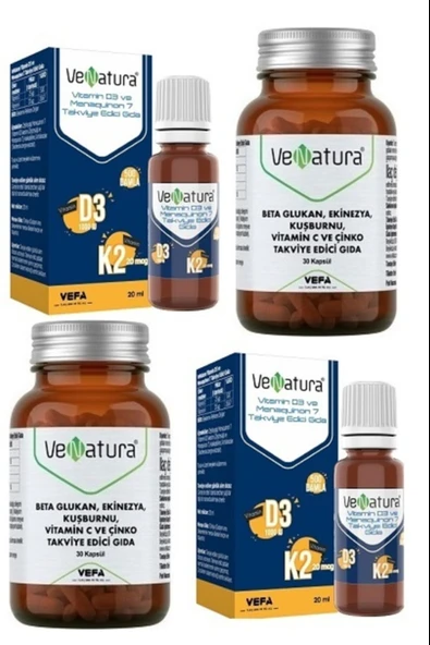 Venatura Beta Glukan, 30 Kapsül*2 Adet+Venatura D3 K2 Damla 20 ml *2 Adet ürün görseli 1