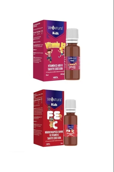 Venatura Çocuklar Için D3 Damla + Venatura Kids Mikroenkapsüle Demir ve Vitamin C 20 ml ürün görseli 1