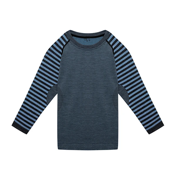 Thermoform Ultimate Merino Çocuk Seamless Çizgili Termal Üst İçlik Sweatshirt Mavi ürün görseli 1