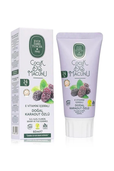 Eyüp Sabri Tuncer Doğal Karadut Özlü 2-6 Yaş Florürsüz Çocuk Diş Macunu 60 ml ürün görseli 1