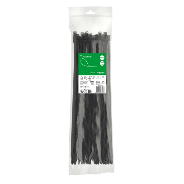 Schneider Electric IMT46425 380x7,6 Siyah Kablo Bağı Klips 100'lü Paket ürün görseli 1