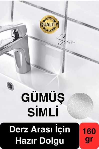 Pratik Gümüş Silver Simli Hazır Derz Fayans Seramik Boşluk Anında Kapatıcı Yer Cephe Yenileyici ürün görseli 1