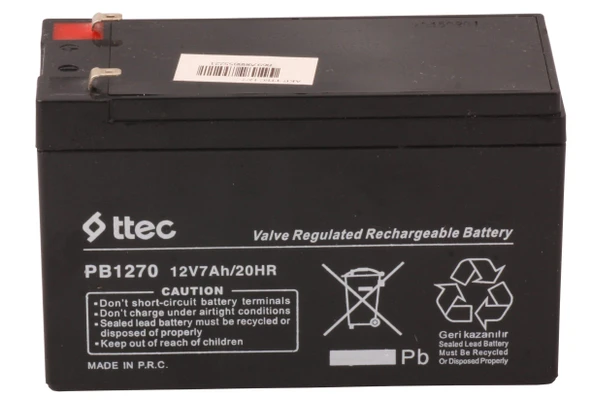 Ttec Pilsan Çocuk Araç Oyuncak Uyumlu 12 Volt 7 Amper Bakımsız Kuru Akü (12-7) ürün görseli 1