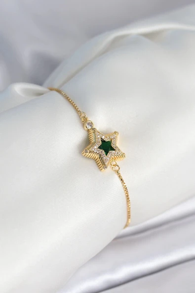 Mey İthalat® Yıldız Model Asansörlü Gold Renk Kadın Bileklik ürün görseli 1