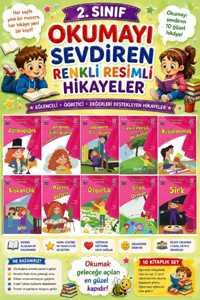 2. Sınıf Okumayı Sevdiren Renkli Resimli Hikayeler 22 - 10 Kitap ürün görseli 1