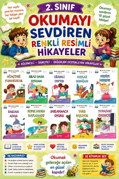 2. Sınıf Okumayı Sevdiren Renkli Resimli Hikayeler 23 - 10 Kitap ürün görseli 1