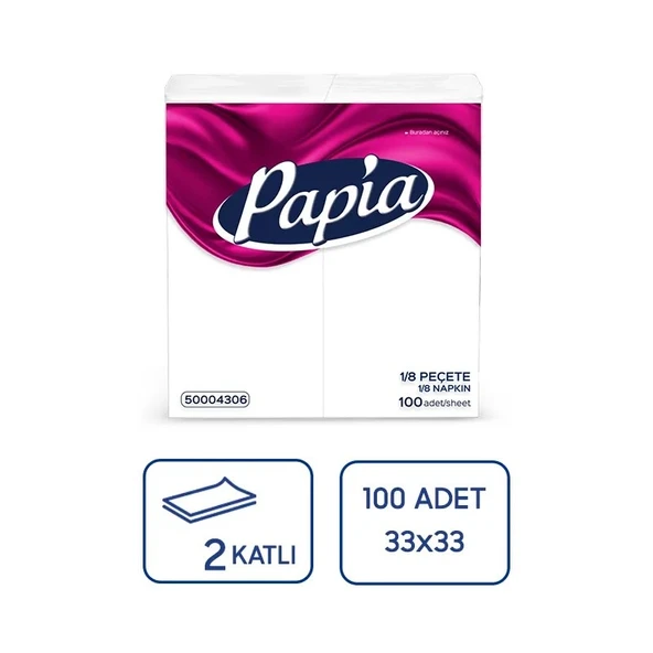 Garson Katlama Peçete 1/8 100Lü 24 Paket - 1 Papia Garson Katlama Peçete 1/8 100Lü 24 Paket ürün görseli 1