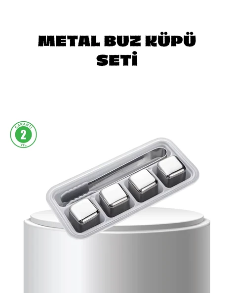 Mey İthalat® Paslanmaz Çelik Metal Buz Küpü Seti Sulandırmadan Soğutma ve Klips Dahil ürün görseli 1
