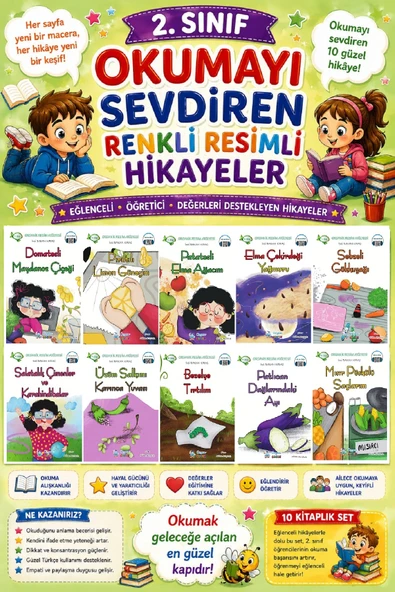 2. Sınıf Okumayı Sevdiren Renkli Resimli Hikayeler 26 - 10 Kitap ürün görseli 1