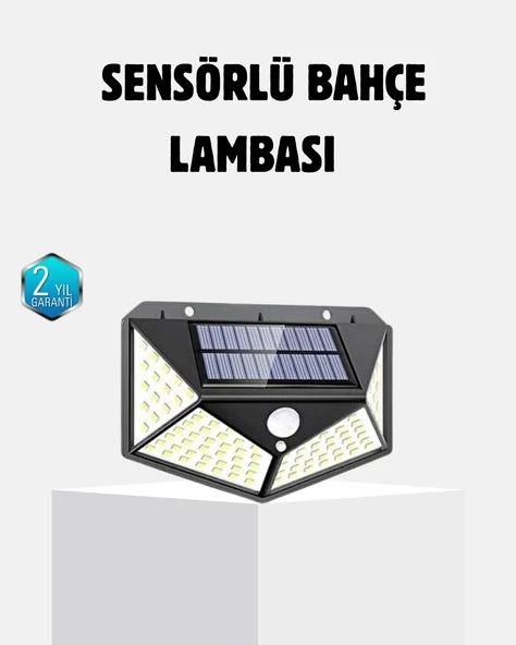 Mey İthalat® Güneş Enerjili 100 LED Dış Mekan Lamba – Hareket Sensörlü, 2200mAh Bataryalı Solar Aydınlatma ürün görseli 1