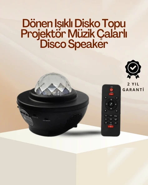 Mey İthalat® Yıldız & Okyanus Dalga Projektörü – Bluetooth / USB Hoparlörlü ürün görseli 1