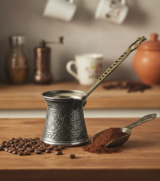 LUDIA Desenli Dekoratif Inox Uyumlu Döküm Cezve Kalay ürün görseli 1