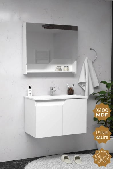 Teta Home Napoli 80 cm MDF Banyo Dolabı Seti  Beyaz ürün görseli 1