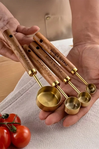 Perotti Vasto Gold Ahşap Saplı 4 Lü Ölçü Kaşığı Küçük Boy 17742 ürün görseli 1